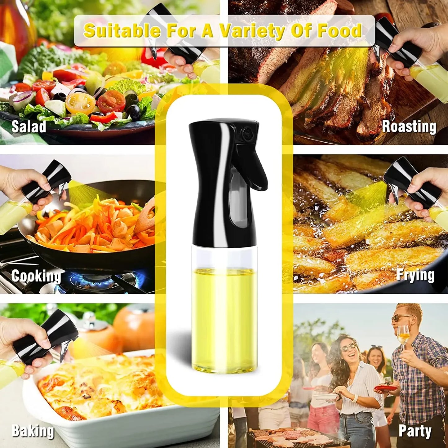 Dual-Use Oil Spray Bottle – 200/300/500ml Refillable Cooking & BBQ Mister.