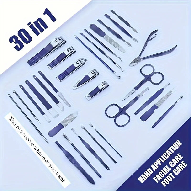 30-in-1 Manicure Set – Professional Nail Clipper & Pedicure Grooming Kit.