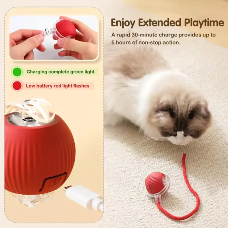 Smart Interactive Cat Ball – Durable, Easy to Clean & Obstacle Avoidance Toy.